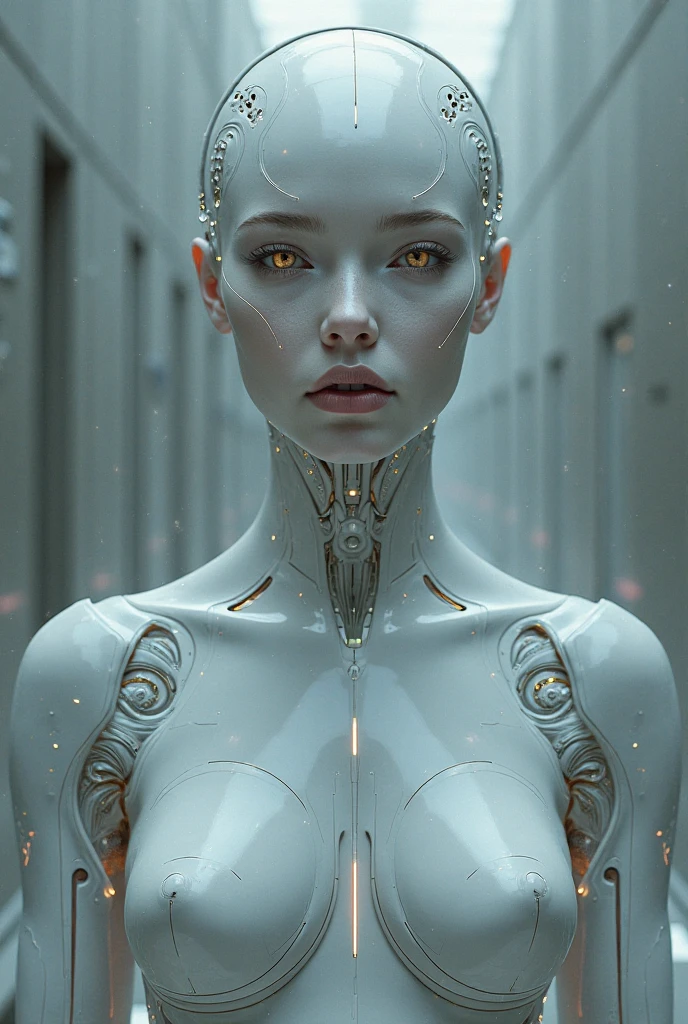 Made by an advanced civilization、With technology that humans cannot even imagine,、Like a humanoid machine、An organic body、It looks both beautiful and terrifying、It shines faintly like veins running.、Artificial Life Forms