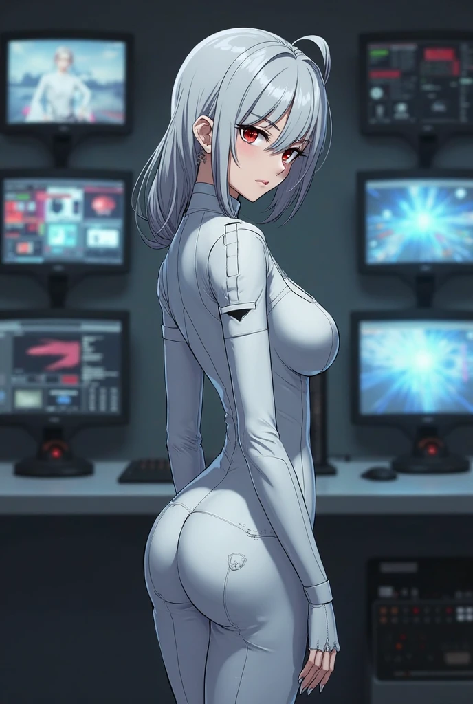 (masterpiece, best quality, glowing light, glistening, shiny skin, ultra detailed, detailed background),(perfect face, detailed face, detailed eyes,perfect hands,perfect fingers), <lora:GoodHands-vanilla:1>
masterpiece,best quality,highres,ultra-detailed,aasanya,short hair,green eyes,<lora:Sanya_v_Litvyak:0.6>
(RAW photo, best quality), 1girl,  natural lighting, hospital, embarrassed,
<lora:patient_gown_back_open_v1_1:1>, patient_gown_back_open, ass, looking back, huge ass, 
 2D, (anime:1.2), (anime screencap), very aesthetic, highres, absurdres, [[[glistening skin]]], sharp highlight, amazing quality, very aesthetic, absurdres