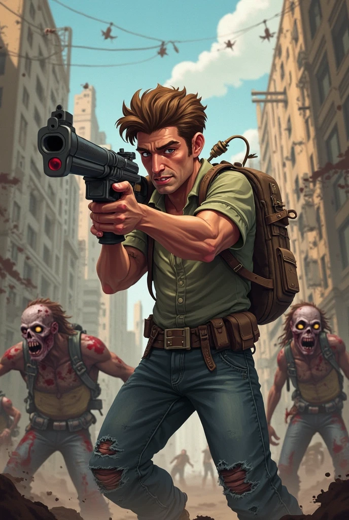 zombi,Green all over,Hold a sledgehammer in hand
