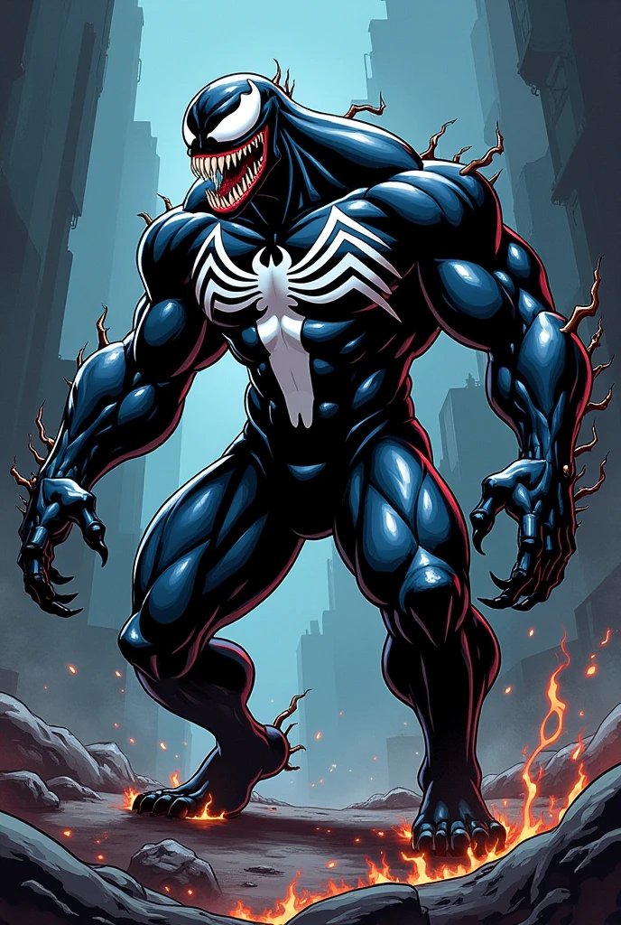 Venomとすーぱサイヤ人4Draw Son Goku's fusion。Venom4Against Goku6Draw it in the ratio of