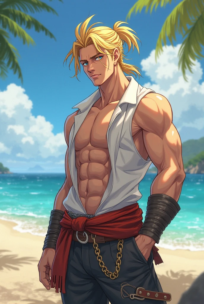 (masterpiece, highest quality), male, Wear miniature String ((White Micro Thong:_pattern_design_String_Breathe life into it_Huge pectoral muscles_The whole body gets wet)), Wide angle, Athletic build, male, Shiny_skin, muscle,Perfect human structure,Blonde, Long Hair, A look of determination, Narrow waist, Wide Chest, muscle質 , figure, 水color ink sketch,(Big bulge),Leg spread,Glans,((Support the groin)),((Thick body hair)),(Hands touching the crotch),Armpit hair grows,(Bottom-up view),Round ass,The hips are protruding forward,((Clothes are wet)),butterfly,((Very detailed, Very elaborate legs, Very elaborate weapons, Very detailed face, Eye for perfect detail, Perfectly detailed anatomy)),(Broad shouldered)