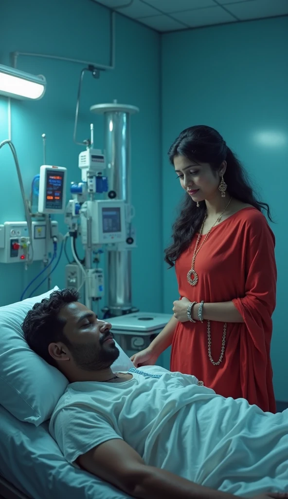 indian womem Crying face in saree and left side and right side man doctors bad touching she crying