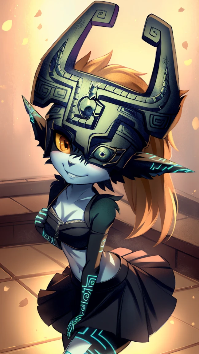 score_9, score_8_up, score_8, medium breasts, (curvy), cute, eyelashes,   
BREAK, , 
upper body,
(detailed eyes), soft lips, detailed skin, 
zzMidna, colored skin, pointy ears, orange hair, helmet, multicolored skin, two-tone skin, yellow sclera, one eye covered,
leaning forward, 
smile, looking at viewer, cowboy shot,  zPDXL,
night sky,