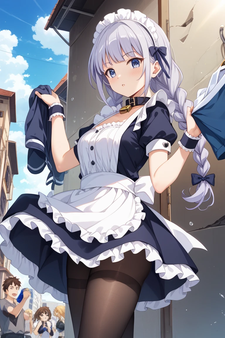 Best Quality, High resolution, super detailed skin, Perfect Anatomy,
1girl in, Cute, Perfect face,
Large breasts,
maid, maid apronl, Maid headdress,
Cleaning with a broom、
Cowboy Shot