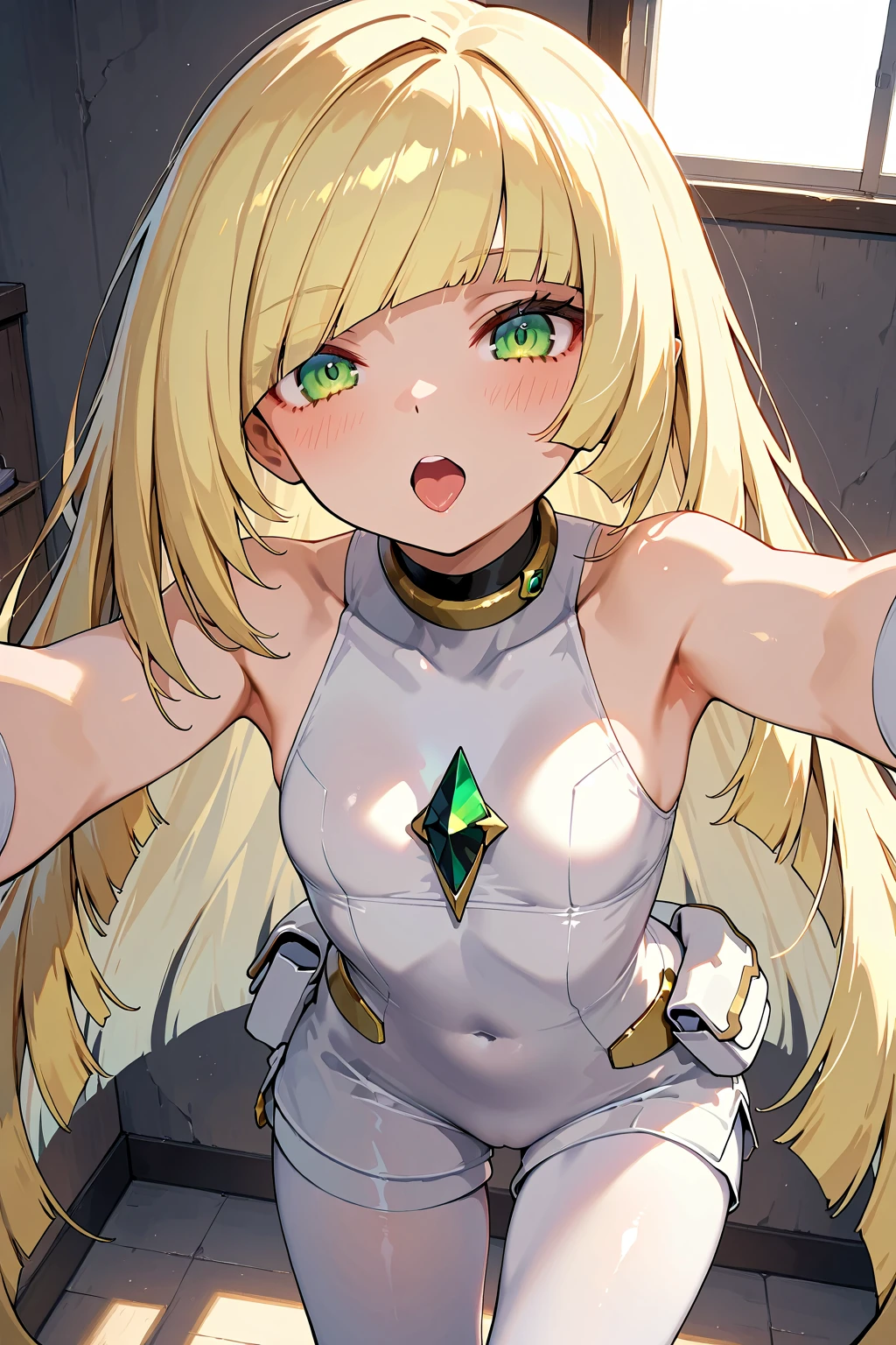 Pokemon Lusamin, Pokemon Lusamin, blonde hair, (green eyes:1.5), hair above one eye, long hair, colorful hair, striped hair, very long hair,Blonde hair
 (masterpiece:1.2), highest quality, High resolution, unity 8k wallpaper, (figure:0.8), (beautiful and fine eyes:1.6),   (perfect hands, perfect anatomy),blush，crying face，girl having sex，Cumshot，Climax