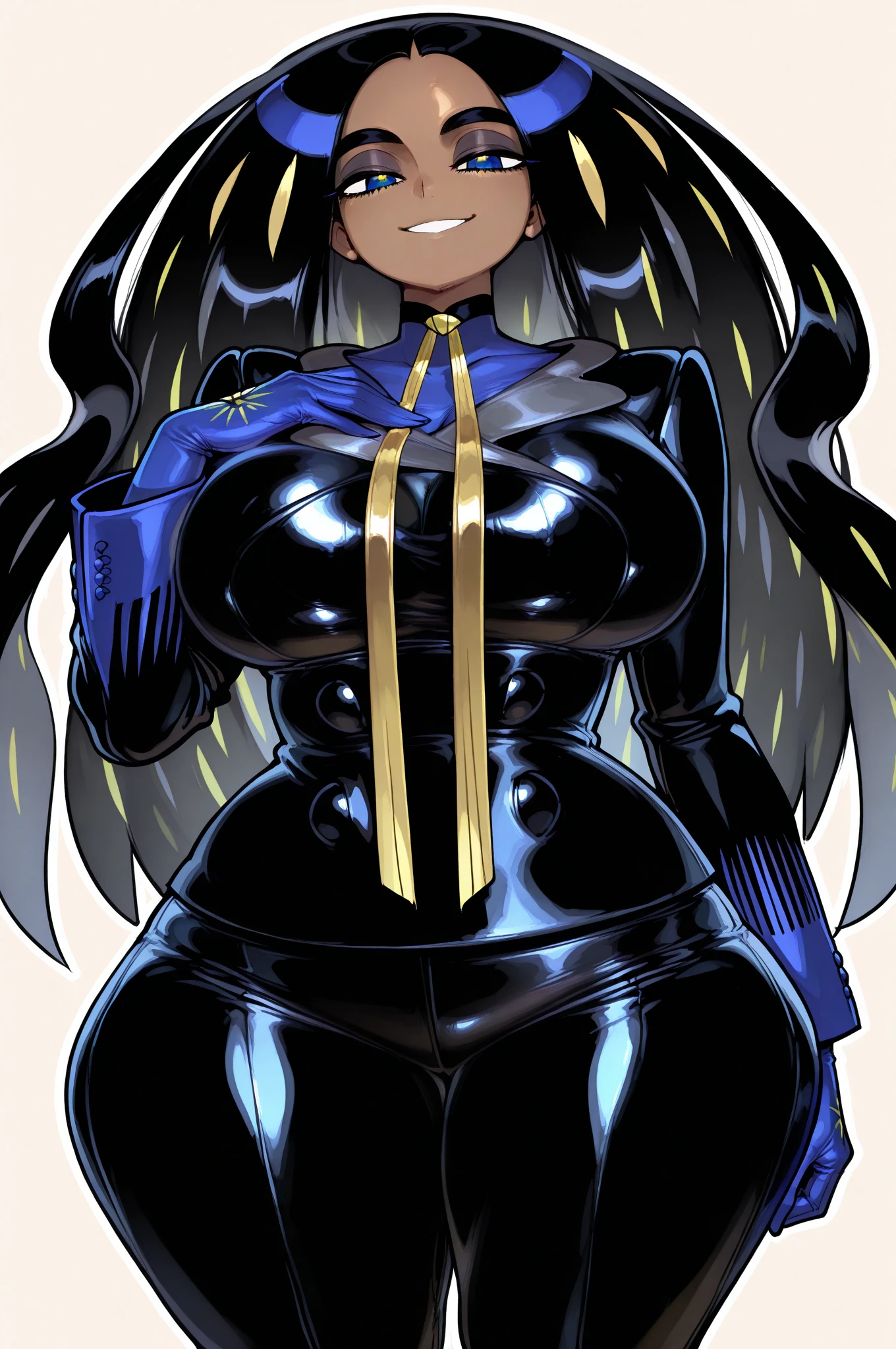 (masterpiece:1.4),(best quality:1.4), soft lighting, cinematic bloom, beautiful face, beautiful eyes, cowboy shot, studio, photo model,
Annerose, 1girl, solo, female mature, black hair, long hair, yellow eyes, large breasts, highleg leotard, black outfit, higheels, shiny clothes, skin tight, hair intakes, covered breasts, sideboob, extremely detailed character design CG unity 8k HDR, beautiful character design, professional art, cat pose
