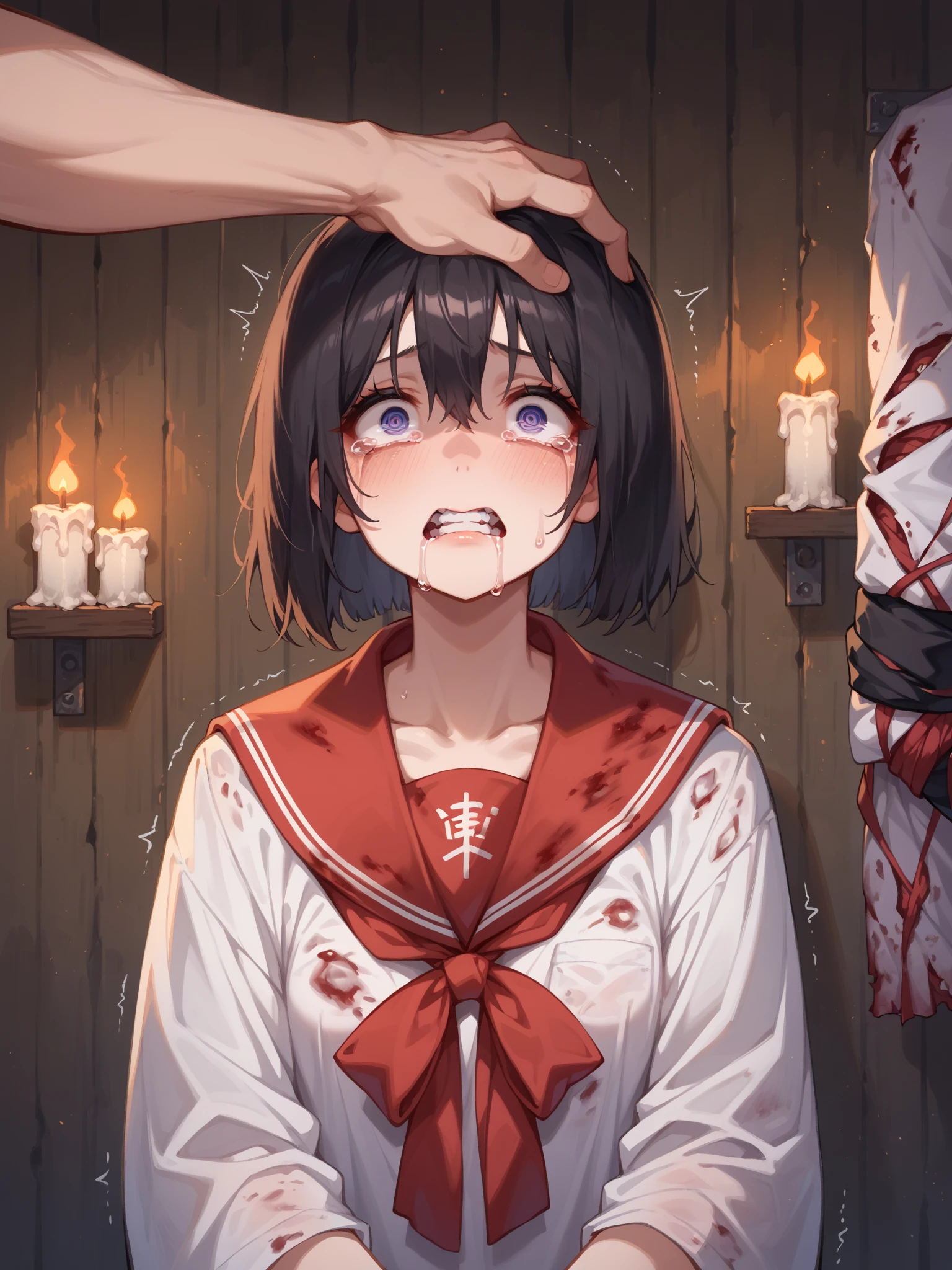 Nipples、Raped by a male Yankee、Being bullied by delinquents、Being forced to give a blowjob to a man、Dick、Covered in semen、Many large bruises、Girl、Girl、Short、Younger、Lower school year、Baby Face、flat chest、Watery eye、Marks of being beaten、Violence、Scared、At elementary schools, parks, homes, etc.、Bandage、Clothes that expose a lot of skin、No dialogue、Dynamic Angle、masterpiece、best quality、ultra-detail、scar、My hair is messy、scream and ask for help
