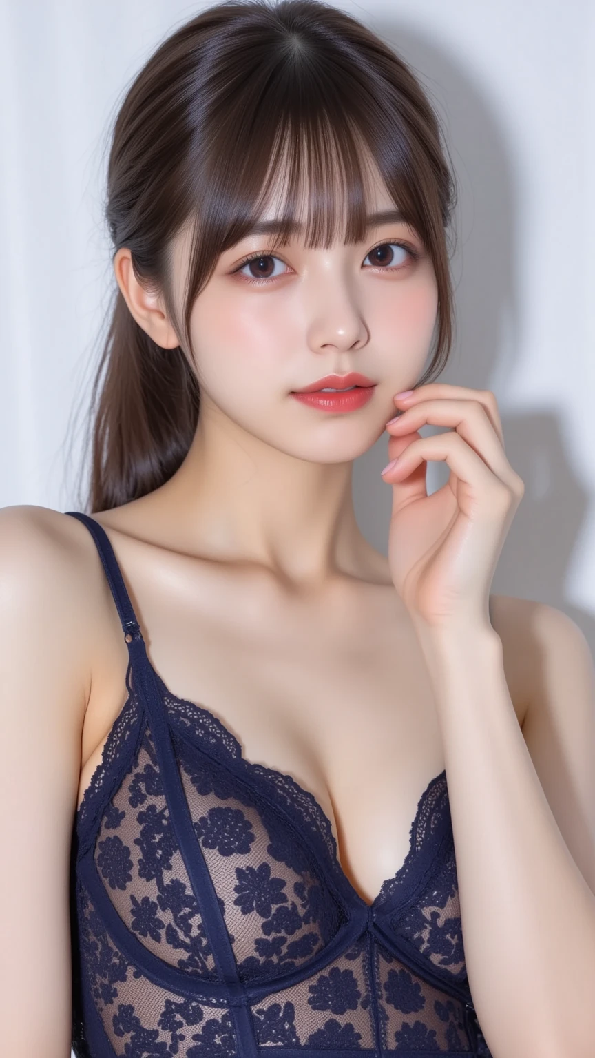 Highest quality, Very detailed, High resolution, 8k images), ((Purple T-back)),((Purple bra)),((Show me your)), ((Stick your butt out)),(Squat with legs apart), Fine and beautiful eyes,Perfect Proportions,(Overflowing big),(whole bodyが映る後ろからのアングル), Very beautiful and cute girl,22 years old,(anime),Kamimei, Pitch black background,alone,Symmetric,whole body,Dynamic configuration,