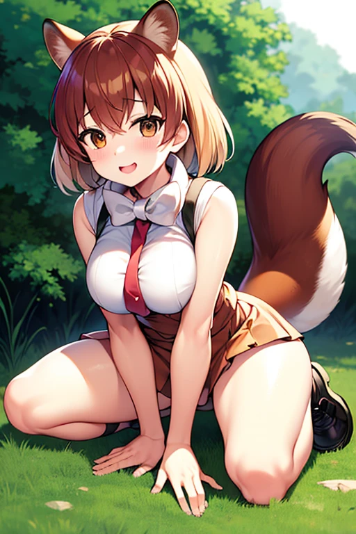 (anthro, fluffy fur, character focus:1.1), 1girl, anthro dog girl, body fur, solo, medium breasts, (thick thighs:0.3), curvy,in the garden (blue_clothes) female canine anthro, cute skin Curvilinear,(skirt up:1.2)