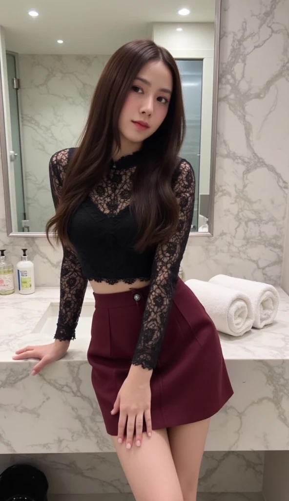 ((midynight, Acura, 8K, tmasterpiece: 1.3)), full bodyesbian, long leges, Focalors: 1.2, perfect figure beautiful woman: 1.4, Slim abs: 1.1, (dark brown hair,: 1.2 )), (Pink skinny T-shirt, short skirt,sitting on a stool: 1.2), (city night scene, the roof: 1.3)), Highly Detailed Face and Skin Textur, detailedeyes, 二重まぶた,