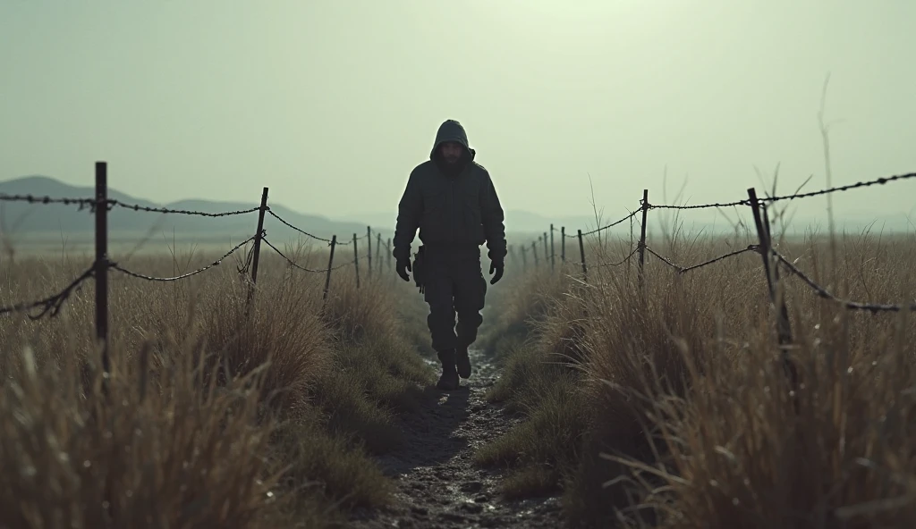 Draw me a logo of a character from the game S.T.A.L.K.E.R standing infront of Chernobyl holding a ak-74 with a GP-5 gas mask with russian vehicles behind him