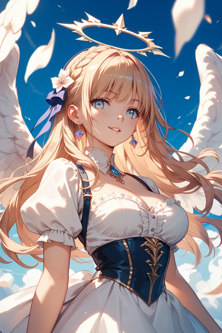 black、White、Blue and Red,(best quality, Extremely detailed, high resolution, Extremely detailed的 CG),Angel,She is beautiful,Black Trench Coat, (Big Breasts 1.2), Curvy beauty, (Mature woman)