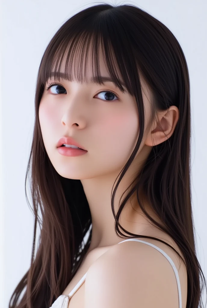 (highest quality、Tabletop、8k、Best image quality、Award-winning works)、(Face close-up:1.1)、(Pure white background:1.2)