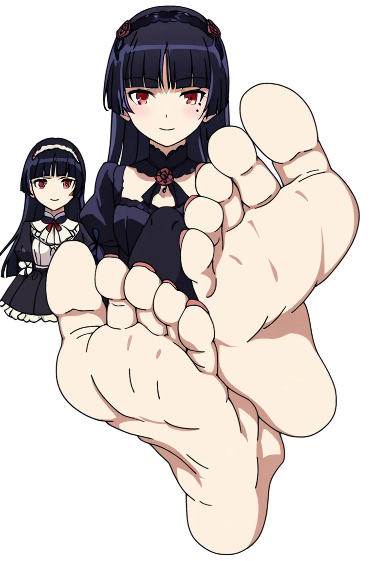Tall goth milf, long hair. in a lab, padded into a chair, Soles polished by automatic brushes. barefoot, five toes on each foot, symmetrical soles, anatomically correct soles and toes, heavy laughter. foot centric image, soles exposed, black bikini, Blushing.
