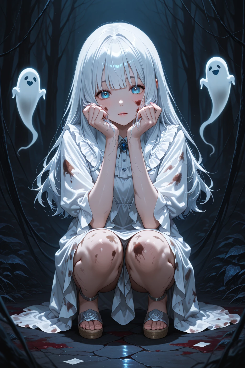 camera、Ghost photos、ghost、Midsummer、picture、Horror、fear、Creepy、Girl、Girl、Short、Younger、Lower school year、Baby Face、flat chest、Both eyes open、Glaring、Dynamic Angle、masterpiece、best quality、ultra-detail、ectoplasm、grim Reaper