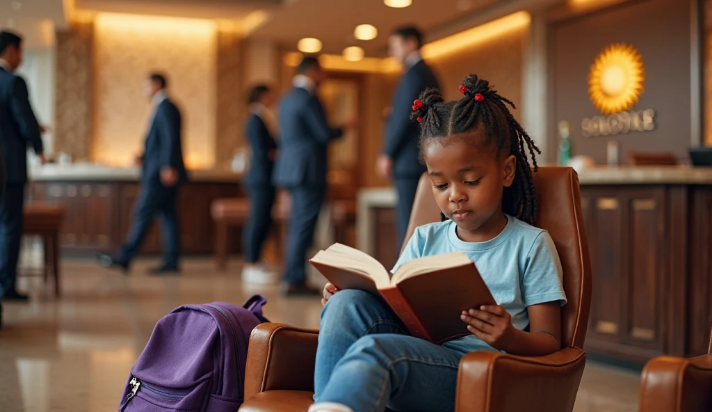 Massachusetts, USA, 2024. A little ((((2-year-old)) Maya)), half-black, in a book store, ((((winter baby clothings from the 2020s)))), ((curly hairstyle of the 2020s))