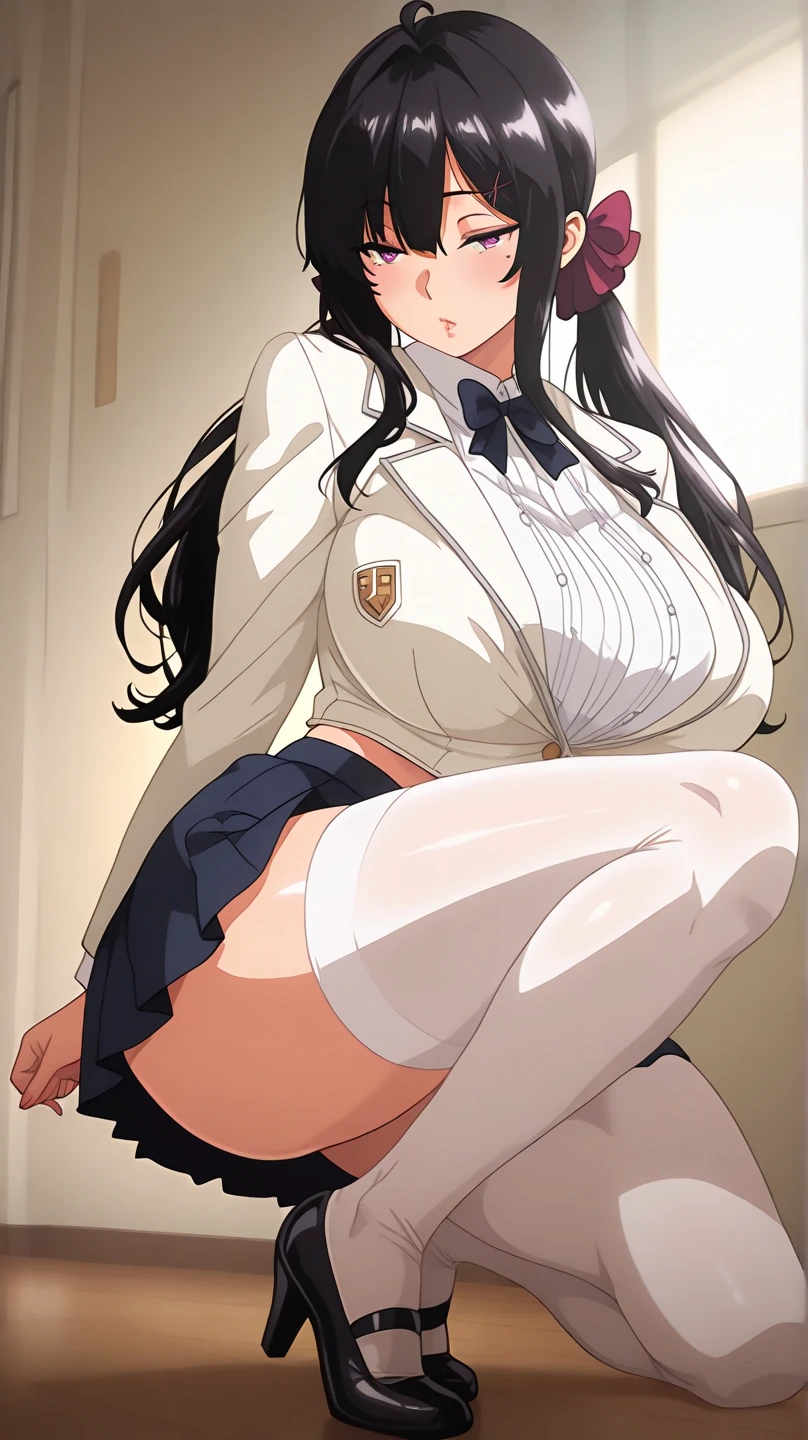 there is a woman in a uniform posing in a room, a hyperrealistic schoolgirl, a hyperrealistic schoolgirl, Young Sensual Gravure Idol, Japan school uniform, Realistic Young Gravure Idol, Young Pretty Gravure Idol, Cute Schoolgirl, of a schoolgirl posing, sakimichan, wearing japanese school uniform, japanese girl school uniform