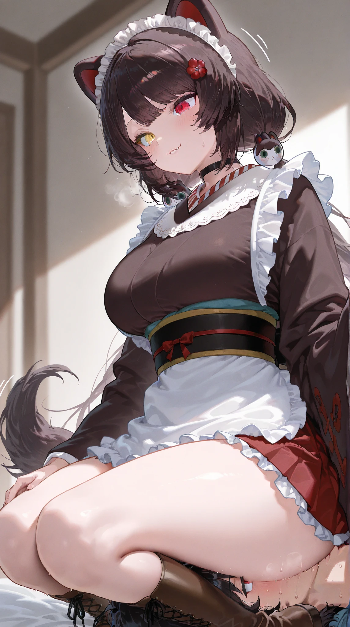 ((Highest quality)), ((masterpiece)), (detailed), ((High resolution)), ass pov, 1girl, ((独奏)), angry, full blush, embarrassed, naughty face, crying, ahegao, long tongue, large breasts, teacher, clothed, show off nipple, spread legs, pantylift, NSFW, sweat, rittle wet, depth of field