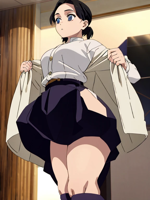 masterpiece,highres,high quality,extremely detailed,solo,
PlumpOzawa,1girl,
serafuku,neckerchief, plump body, wet legs,
pleated skirt, shy, upskirt focus view, pink striped panties, wet panties, skirt lift, panties close focus, under view,