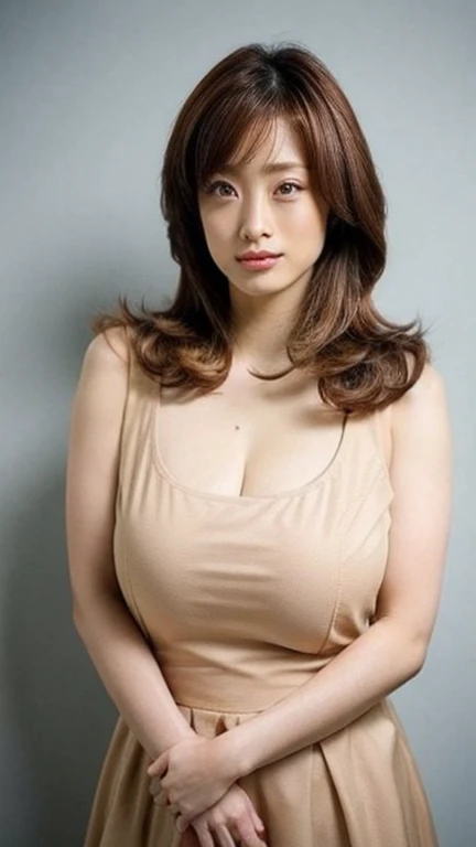 Beautiful elderly woman, cute,sexy,55 years old,,sexy, old woman,Big saggy Breasts, skimpy halter yellow clothing, Side boob, Curly Hair bunches like a school girl, loop earrings, hair bunches, cute hair, rosey cheeks, arms straight up, plain grey background