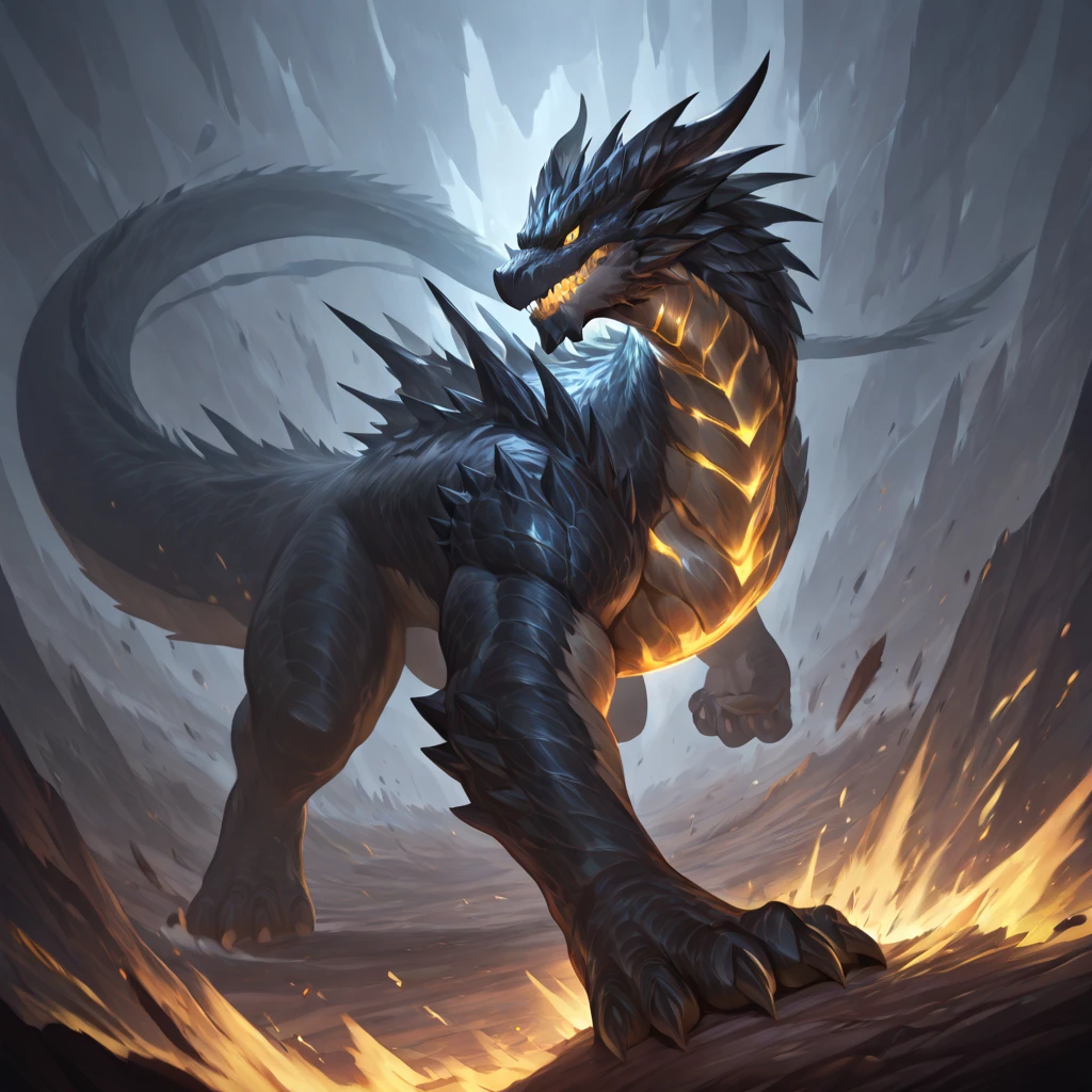Dragon god, dragon of life, big horns, giant horns, beast, glowing eyes ,Black and silver color,a head ,Golden shine eyes