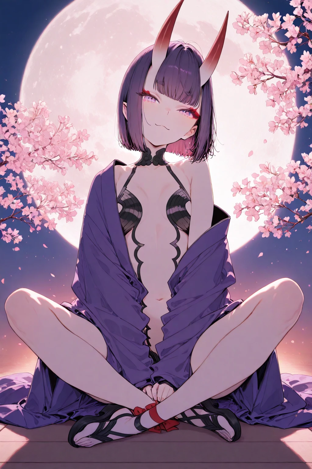 ((Highest quality)),((Very detailed)),masterpiece,Absurd,Detailed face,Beautiful Face,(Fine grain, Deep Eyes),One girl,((Dynamic pose)) , Rukia, Black Hair, chest, short hair, Hair between the eyes, Purple eyes, ,Are standing, In front of the cherry blossoms, (Completely naked), (A gentle breeze carrying petals:1.3), (Cherry tree in full bloom:1.4), (Soft sunlight through the branches:1.3), (Calm expression:1.2), (Petals scattered all around:1.3), Cowboy Shot