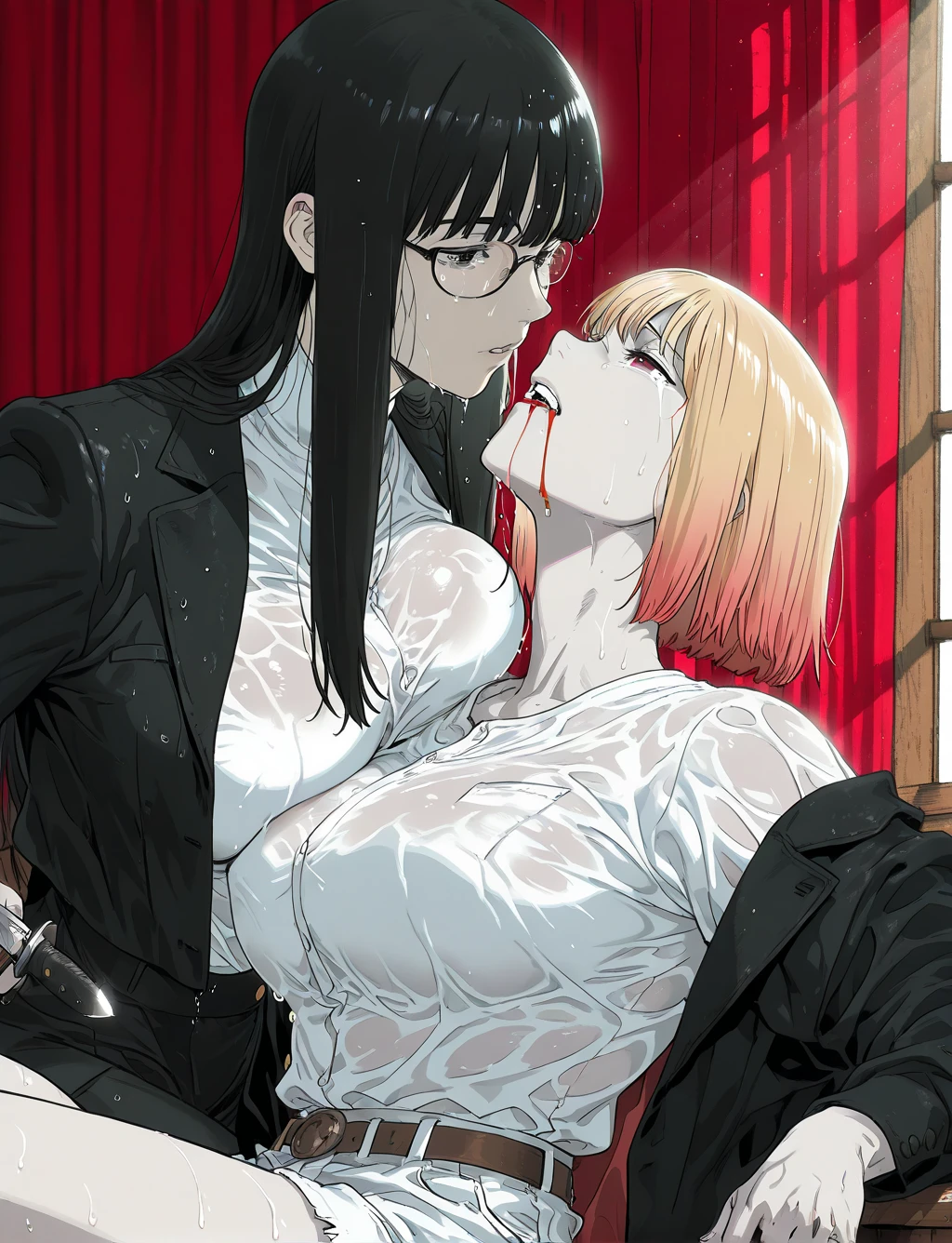 masterpiece, Highest quality, ((torture chamber:1.4)),Browsing Caution,(2 elderly people、1 Girl,Suck the breast:1.4), Suzune has an ahegao face、Suzune is reaching orgasm、Suzune has her breasts massaged from behind by an old man、Crazy behavior、Suzune, ((short hair, Gray Hair)),Suzune is almost naked、Wearing a bunny suit and rabbit ears..、Suzune is wearing fishnet stockings、Her breasts are spilling out of her clothes..、Everyone except Suzune is bald.........、All the old men are naked and exposing their penises..................、The old man is bald、Old men rape Suzune、