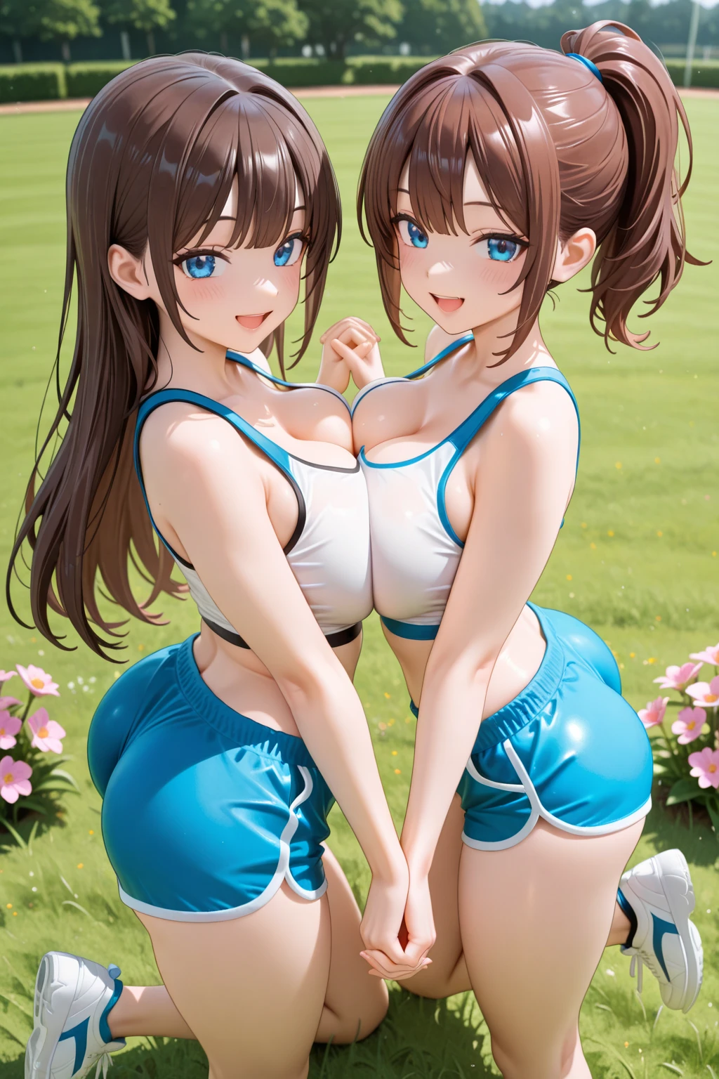 2 girls, face to face, side by side,
bouncing breasts, motion lines, running, furry, sweatdrop, cute smile,
loli, (oppai loli:1.3),
, skirt, gigantic breasts massive breasts huge breasts , best quality, beautiful, film grain topless