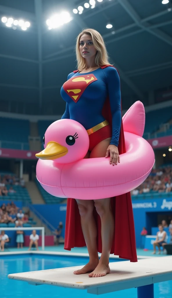 RAW photo, masterpiece, 100 meters tall, ((from above)), living inflatable, (((bodybuilder))), brunette with ginger highlights, laughing, wearing a tight latex green and blue paisley dress, cleavage covered, midriff exposed, giantess, in city, towering over city, destruction, smoke, detailed, intricate, toned, blush, afterglow, (abs:0.85), (biceps:0.85), messy hair, (hyper breasts:0.75), skinny, collarbone, looking at viewer, looking up