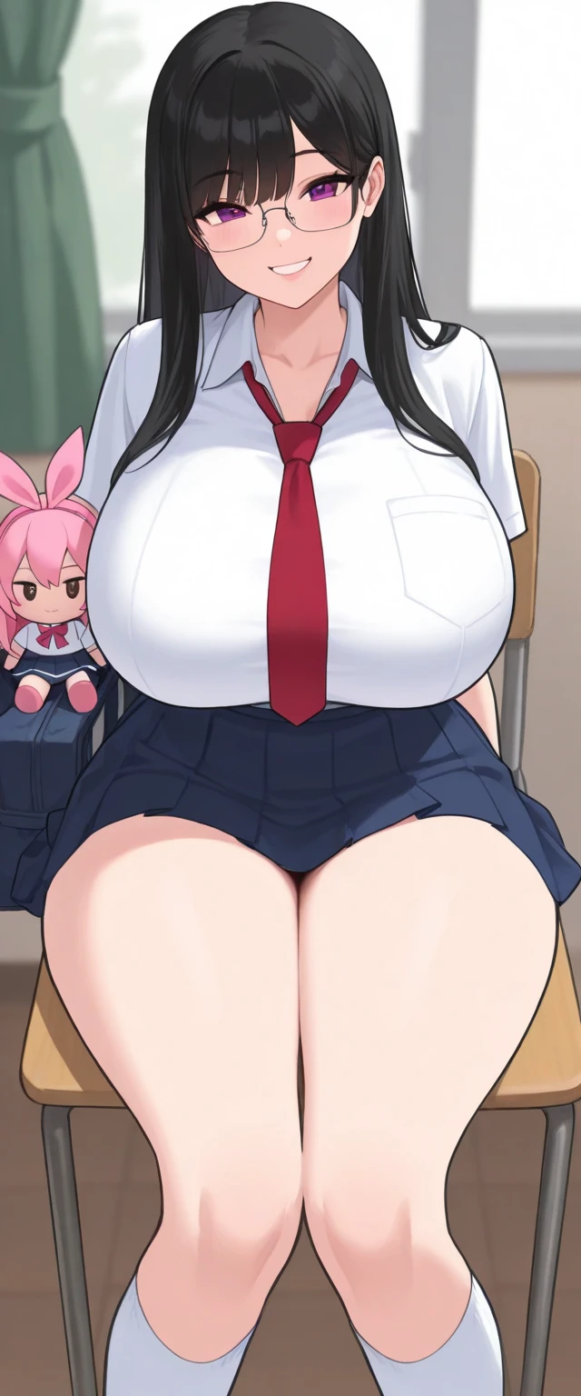 1girl, school girl, school uniform, :d, excited, , aroused, ahegao, bursting breasts, gigantic breasts, BEReaction, Breast expansion, puffy lips, bimbo lips, painted lips, thick lips, big lips, wide hips, thick thighs, , huge ass, giant ass, massive ass. enormous ass, hyper ass, craving lust face , enormous huge natural breasts, enormous breasts, huge breasts. breasts bigger than head, breasts bigger than torso, hyper breasts, massive hourglass figure, heavy weight, fat, big belly, cleavage, mature, short skirt, soaking wet, comforting me, nsfw, ahegao, begging towards you, detailed,