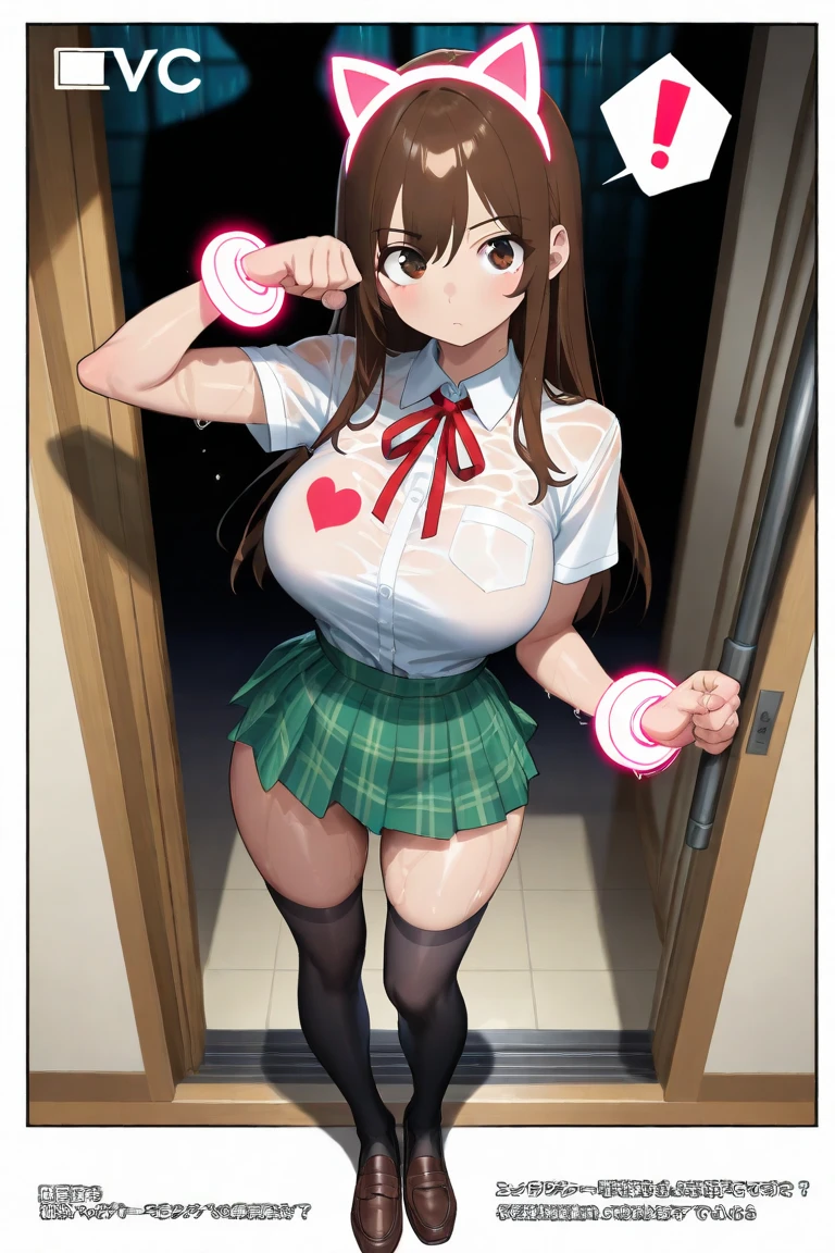 (8k, RAW photo, best quality, masterpiece, soft cinematic lighting, soft color:1.4),{ceiling,( POV,look at me:1.7),face focus:1.5}, (realistic), (indoor background), (solo, mature woman,19years old:1.3), {sailor uniform,(underboob:1.6),low-cut miniskirt,sheer :1.3}, (embarrassed,red Cheeks:1.25),braid pig tails , bronze color hair, clean skin, (smaller butt:0.9),(pointy sagging huge long wide heavy breasts:1.4), (thick, curvy:1.3),(very skinny:1.5),(sexy pose:1.8),(open mouth:1.2),(remote-vibrating:1.5)