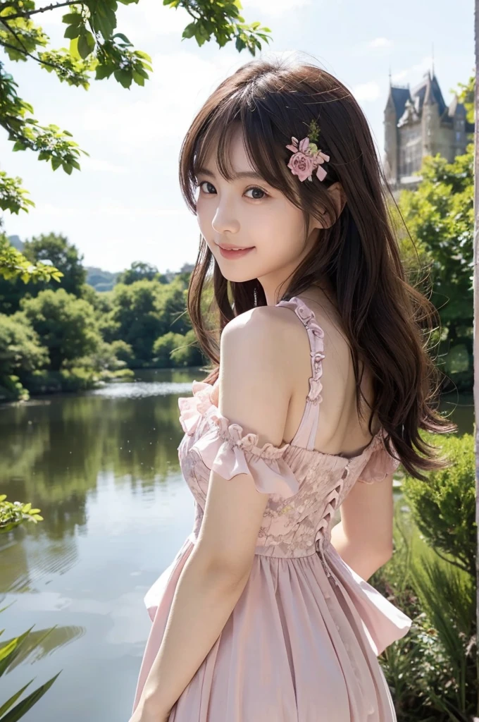 ((Best-quality, Masterpiece, Ultra-High-Resolution, (Photorealistic:1.4), Raw Photo, depth of field, professional lighting, perfect anatomy, extremely details, perfect face, perfect hair)), 1girl, 12-years-old, the most famous Japanese idol, upturned ass, full body, having a lot of fun at wedding party, (wearing light-pink evening gown with cute-design), (extremely cute face like the most popular Japanese idol, ((extremely cute and extremely big eyes)), extremely cute hair, extremely beautiful skins, extremely cute long-eyelashes, extremely cute lips), looking at viewer, innocent smile, dynamic pose, detailed wedding-party, detailed light-pink-evening-gown-with-cute-design