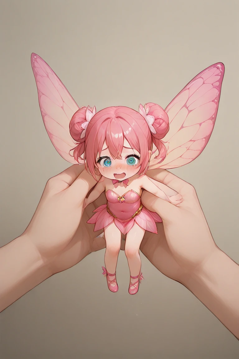 Palm Fairy、  rosa 、 Palm size 、  Little fairies with insect halas、  Scary face and nervous love、minigirl、  attractive