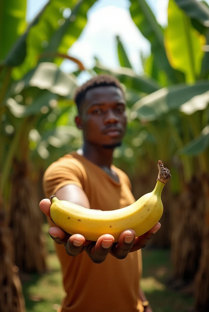 Nigerian Man holding banana in his hand