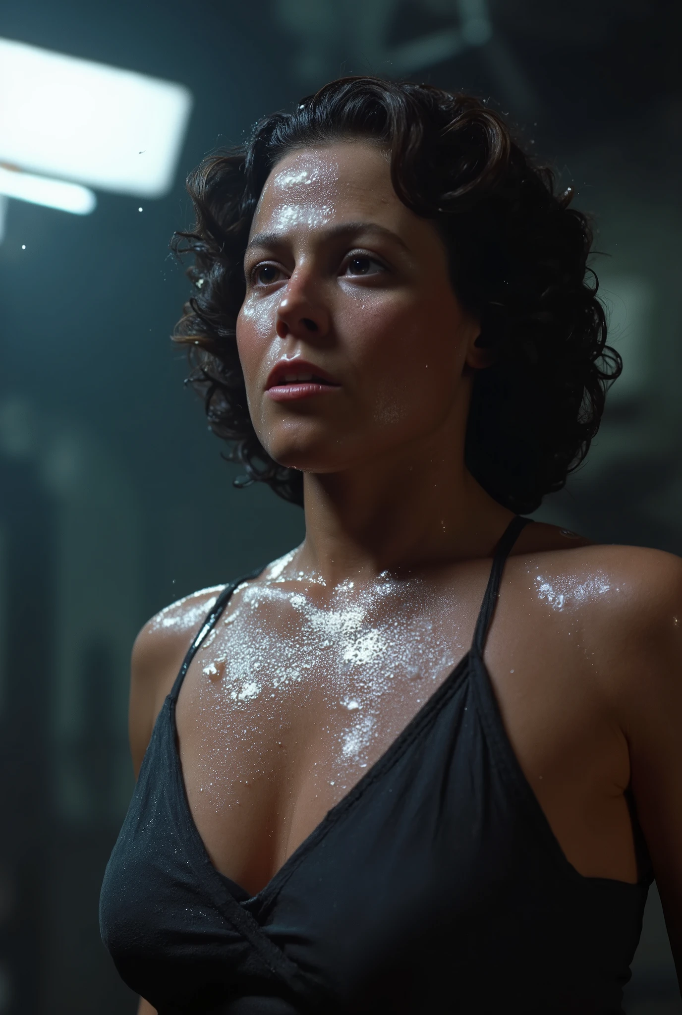 a massive xenomorph dick fuck unconscious Ellen Ripley pussy hard, Ellen Ripley is gunge all over her body and cum on her face