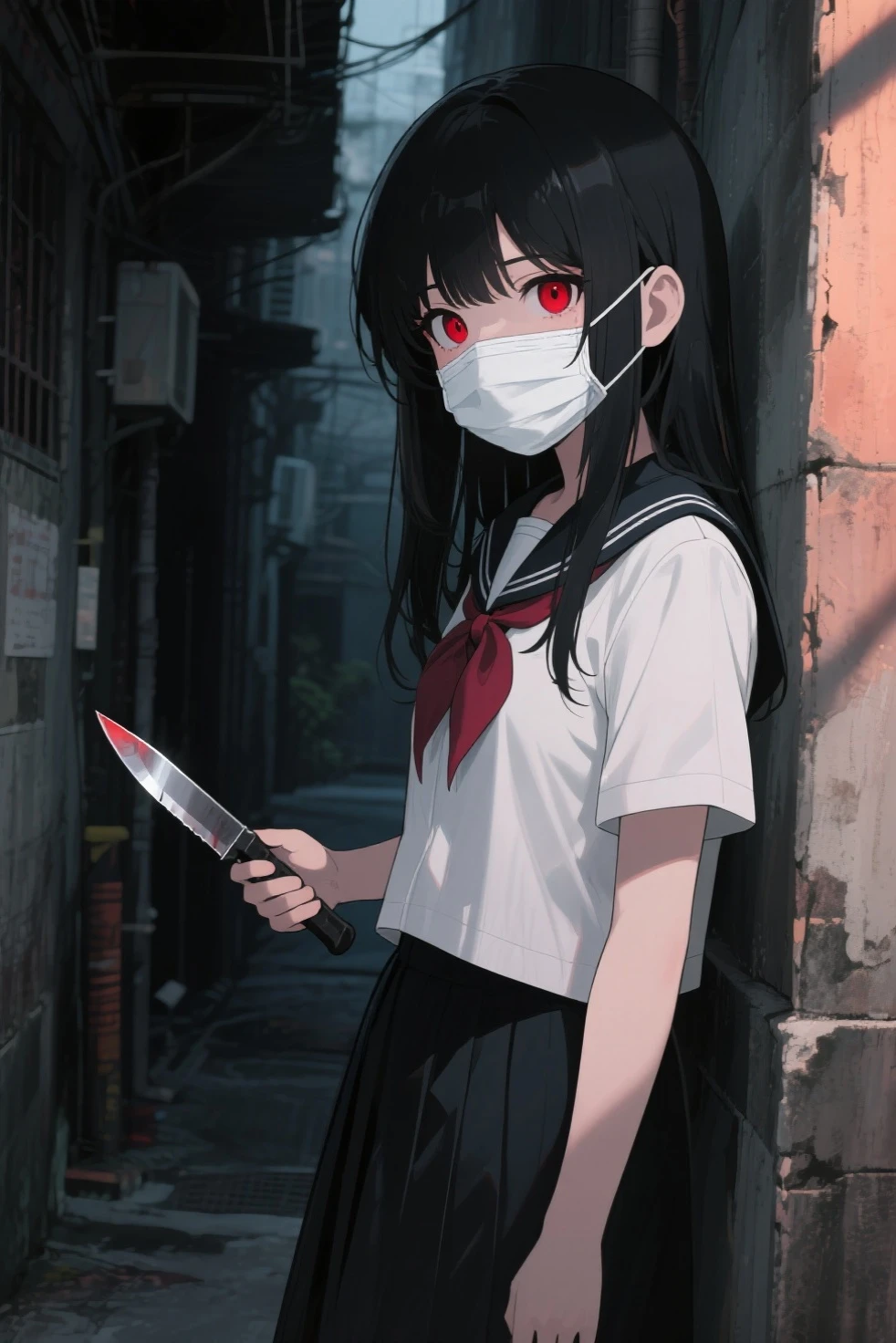 Crying face、Red eyes