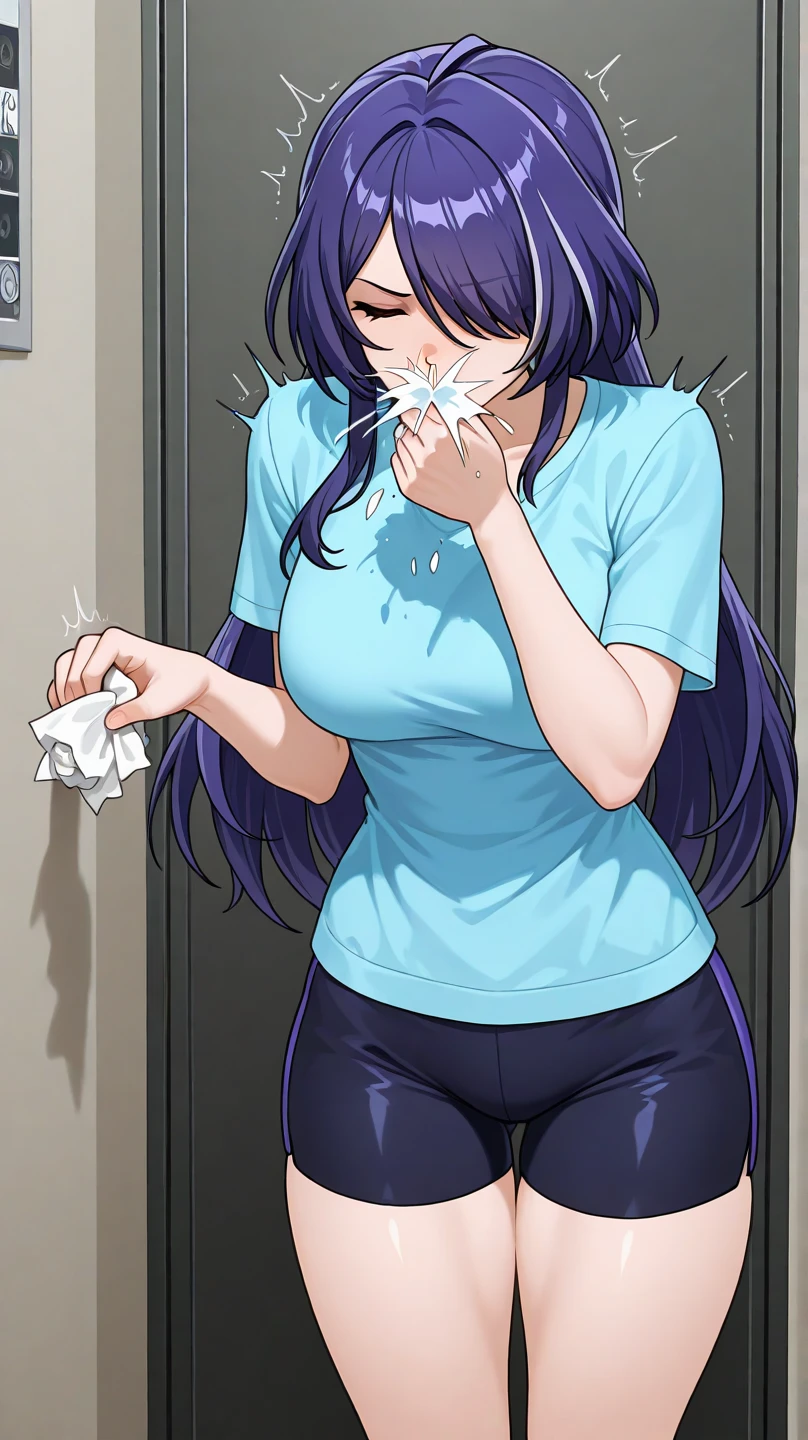 (masterpiece:1.37), best quality, (extremely detailed:1.37), (1girl:1.5), woman, (mature:1.5), (adult:1.5), large breasts, very long hair, (straight hair:1.5), (very dark purple hair:1.5), purple eyes, (extremely detailed eyes:1.37), sweater, scarf, jeans, desperation, (wetting self:1.5), standing, embarrassed, humiliation, blushing, gas station, snowing, street, golden hour, full body