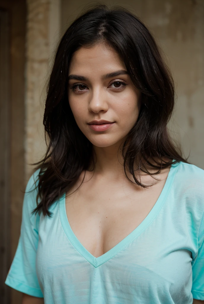 Young Indian woman,bra (under transparent shirt)garden, detailed body, detailed face, ultra realistic, charming, cute, big hazel eyes with long curly hair, perfect fingers, ambient lighting, winter, detailed background, 8k,sit in stone,