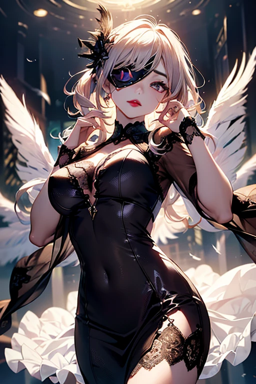 1girl, blonde hair, crown, weapon, sword, green eyes, solo, thighhighs, cape, looking at viewer, white thighhighs, armor, holding sword, holding weapon, holding, enchanted woods, mini crown, open mouth, white gloves, red cape, gloves, sky, short hair, cloud, day, ribbon, outdoors, hair ribbon, blush, breastplate,skirt, elf warrior, with horns