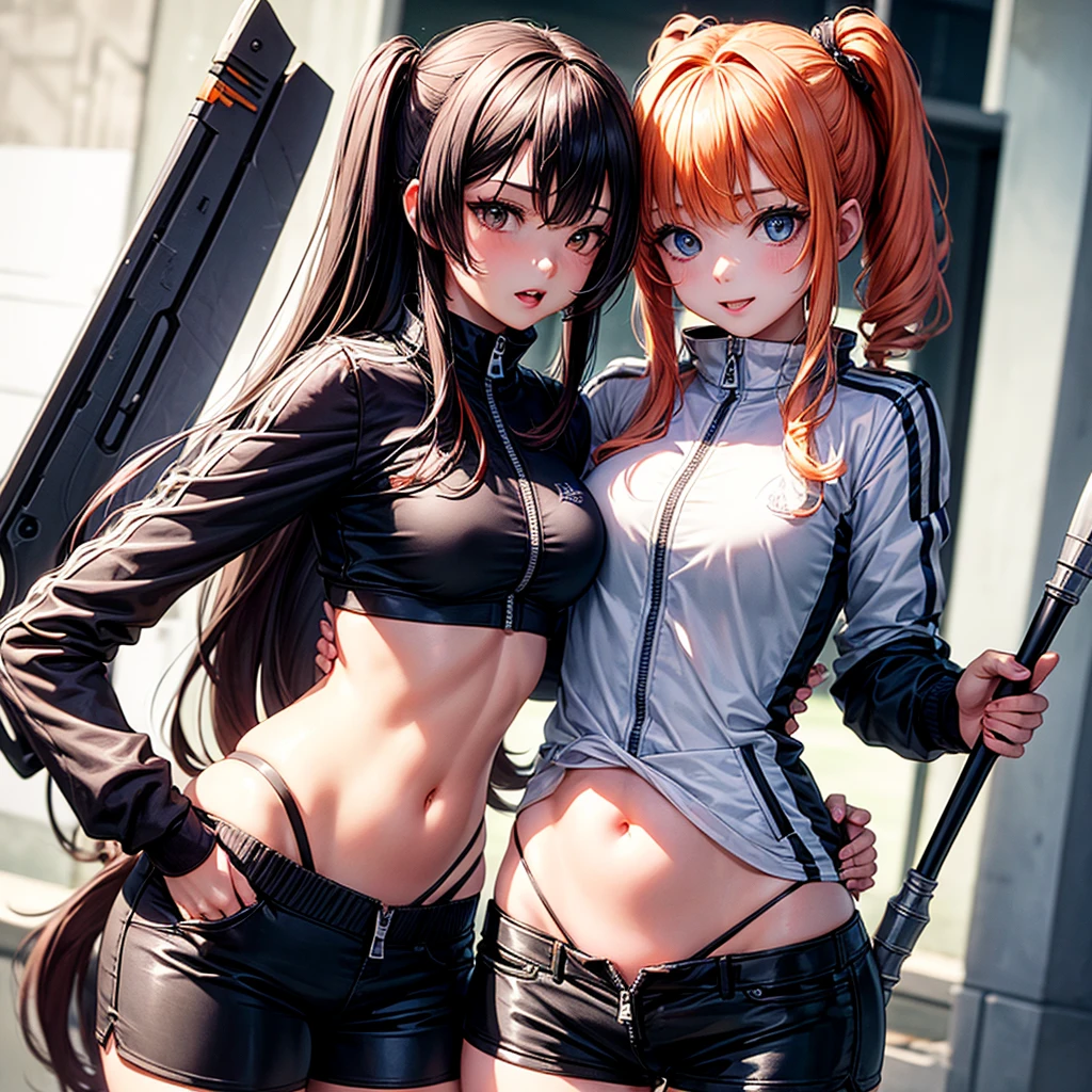 super high image, super detail, super high resolution, best quality, (((masterpiece))), (anime), (illustration), (beautiful schoolgirl), (perfect body proportions), (hourglass body shape), (beautiful long red twin tail hair), (beautiful blue eyes), ((massive breasts:1.erfect breasts), (showing cleavage), (sexy), sexy expression, (outside sunny day), happy, (((erotic pose))), (big ass:1.1), (((crop top:1.3))), looking at viewer