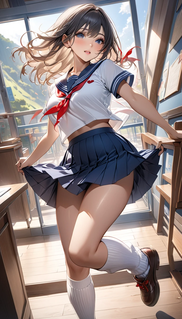 European middle and high school girl Beautiful girl with her back turned One hand placed on the wall Blonde Her butt is the main character Rear view Short hair Small breasts Beautiful legs Slim The whole body is very wet Opens her mouth as wide as possible Sticks out her tongue Disgusting expression Crying Her hair is very thin Disheveled. She is wearing a sailor suit. She is wearing a skirt. Her skirt is turned up and her white underwear is visible. Her underwear is transparent. Her sailor suit is wet. Her sailor suit is transparent. Inside a European castle. Majestic atmosphere. 