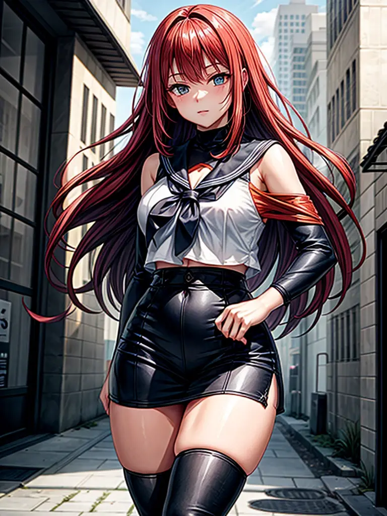1 girl, Mitsuru kirijo, face portrait, black suit, tie, red eyes, long hair, hair over one eye , hair over one eye