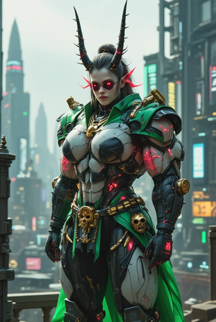 troll, woman, horns, tusks, cyberpunk, dirty alley, leather clothes, armor plates, neon lights <lora:Neon_Cyberpunk_SDXL_Trolls:1>, (masterpiece:1.2), best quality, (hyperdetailed, highest detailed:1.2), high resolution textures