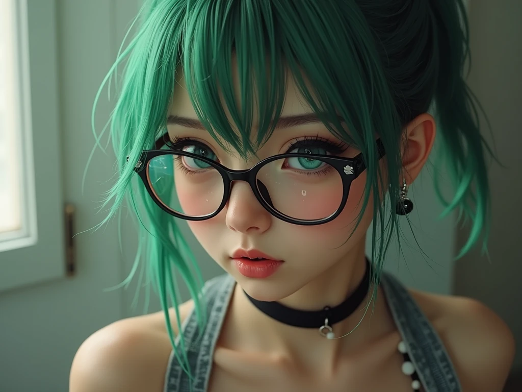 Taiwanese Idol 40 years old ((Super shiny metallic turquoise front zipper school swimsuit)) Ultra Shiny Metallic Stockings ((Blonde with bangs)) ((Rimless glasses)) ((Crouching on all fours in the night view and moonlight)) Sweaty Sweaty ((A mature woman full of pheromones)) Obscene gaze Sexy Face (Gorgeous makeup) ((Plump lips with bright red lipstick)) ((Being stared at provocatively from the front)) Blowjob with tongue out_gesture Sticking out his tongue, he licked the test tube while drooling.