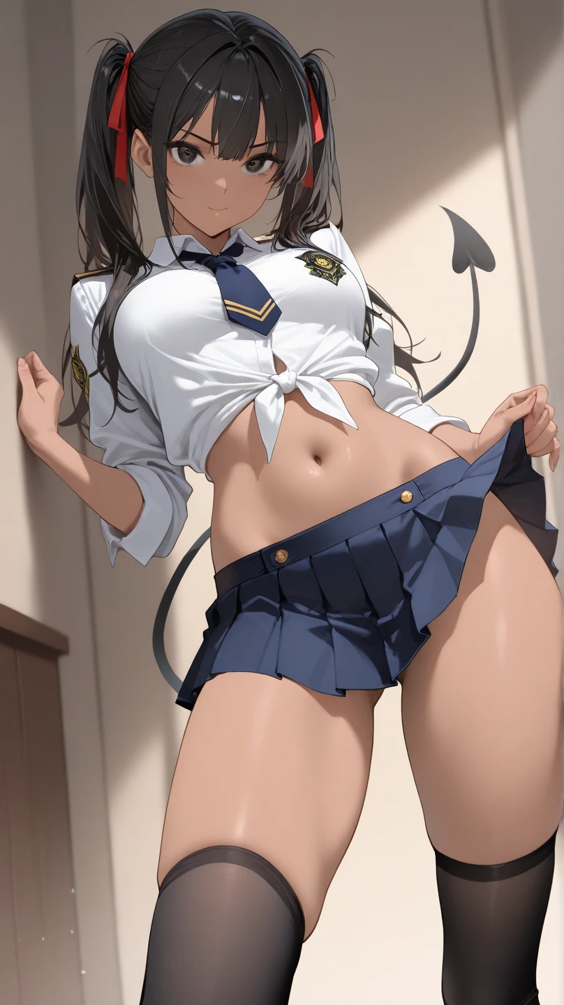 highest quality、High resolution、detailed background、beautiful and detailed face、beautiful and smooth skin、skin texture、professional lighting、Beautiful teenage girl、(huge breasts:1.1)、sexy sailor suit or uniform、sailor color、plaid pleated mini skirt、Cute Braid Hairstyles、ニーhigh socks、high socks、string panties、No bra、sleeveless、学校の教室で真from belowの接写アングル、
(close-up underwear from below), from below, Are standing, He is glaring at me with a slightly angry face..、sexual expression、underboob、panty shot、panty shot、Sexual buttocks、camel toe