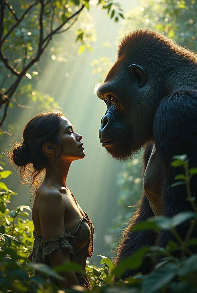 Position a smaller image of Ann in Kong’s hand or nearby, emphasizing her role as "Beauty." Her expression should show a mix of fear and sympathy.