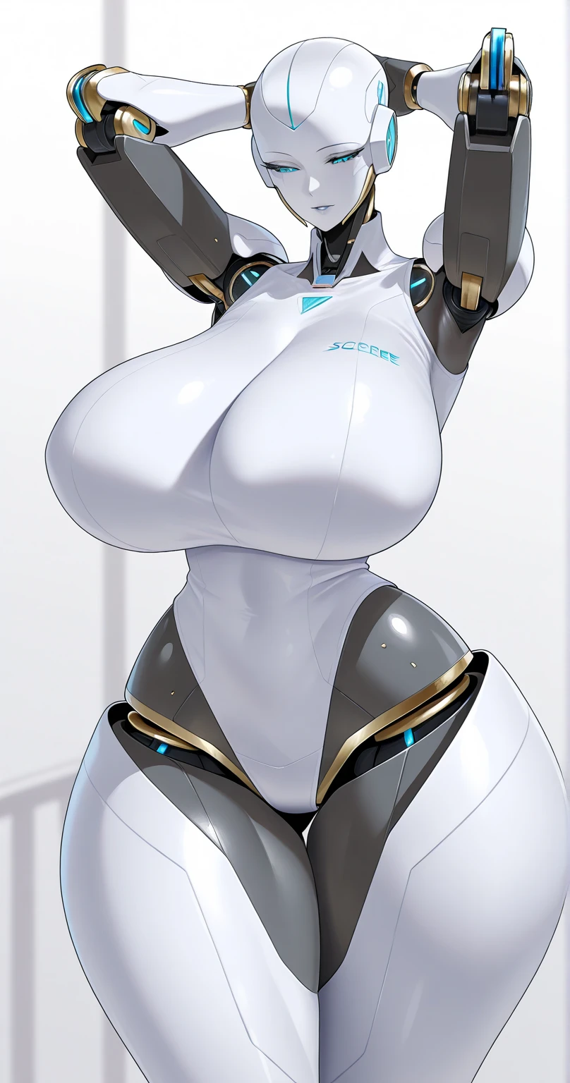 1 garota, seios, rosto coberto, curved, huge seios, humanoid robot, claw hand, joints, sem boca, sem olhos, robot, robot joints, brilhante, brilhante skin, fundo simples, Sozinho, thick coxas, coxas, fundo branco, quadris largos, robot, humanoid robot, robot girl,