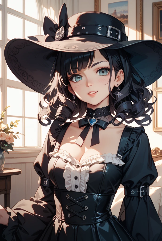 ((best quality)), ((highly detailed)), absurdres, detailed face, beautiful face, (detailed eyes, deep eyes), <lora:more_details:.7>, (1girl), upper body, ((cross-laced footwear)), <lora:hairdetailer:.6>, witch, witch hat, broom, (inside, in a stairway), <lora:Mirai_Hikari_Style:1.25>