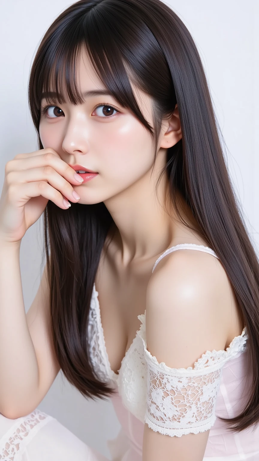 masutepiece, Best Quality, 8K, 10yaers old, Teen, Raw photo, absurderes, award winning portrait, Smile, Solo, Idol face, Delicate girl , Digital SLR, Looking at Viewer, Candid, Sophisticated, Thin arms, Professional Lighting, Film grain, chromatic abberation, (Eyes and faces with detailed:1.0), (Bokeh:1.1) , Distant perspective , bed , laying on back , Perspective from above , Wearing a basketball uniform with closed mouths , A dark-haired , dishevled hair , Average breast size