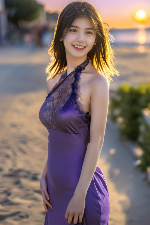 Cute beautiful woman posing on the seaside、European Caucasian、Hair is brown、Eyes are blue、yellow、White the、purple、Red、22 year old American beauty in orange see-through dress, The breasts are very big and plump, and the waist is constricted and sexy、super model、Eye color is blue、Her hair color is long brown、bright blue shiny lingerie dress, lacey, Gorgeous American models, europian、Sexy Girl, lingerie dresses, laced lingerie dresses, Wearing sexy lingerie, Sexy Pose, beauty lingerie, side pose, Sexy pose with buttocks sticking out、Beautiful fece, back-view,, Blue Bikini,
